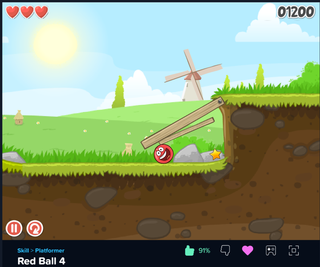 Red Ball 4 overcoming obstacles in a level.